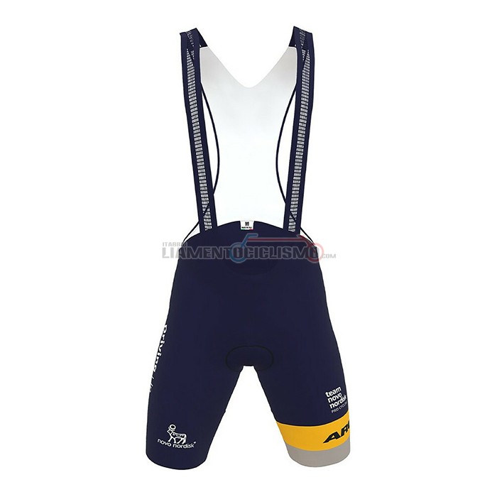 Abbigliamento Ciclismo Novo Nordisk Manica Corta 2022 Scuro Blu Giallo